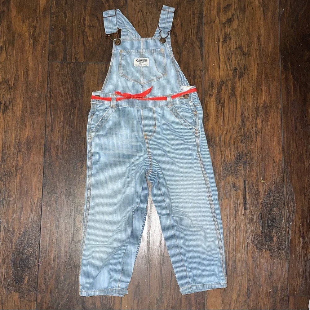 Vintage Oshkosh Striped Blue And White Overalls Size 24 M